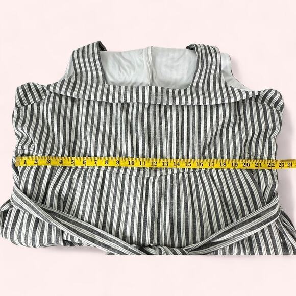 Lane Bryant Stripped Linen Blend Belted Wide Leg Cropped Sleeveless Romper (28) - Picture 10 of 14